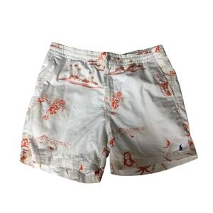 Polo Ralph Lauren Mens Shorts L White Tropical Island Surf Teddy Bear Hula Dance